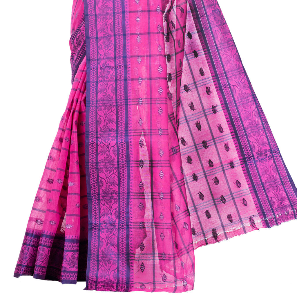 Pink Pure Cotton Diamond_Tant Tant Saree (643)